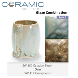 Celadon Bloom SW-150 over Honeycomb SW-117 Stoneware Combination
